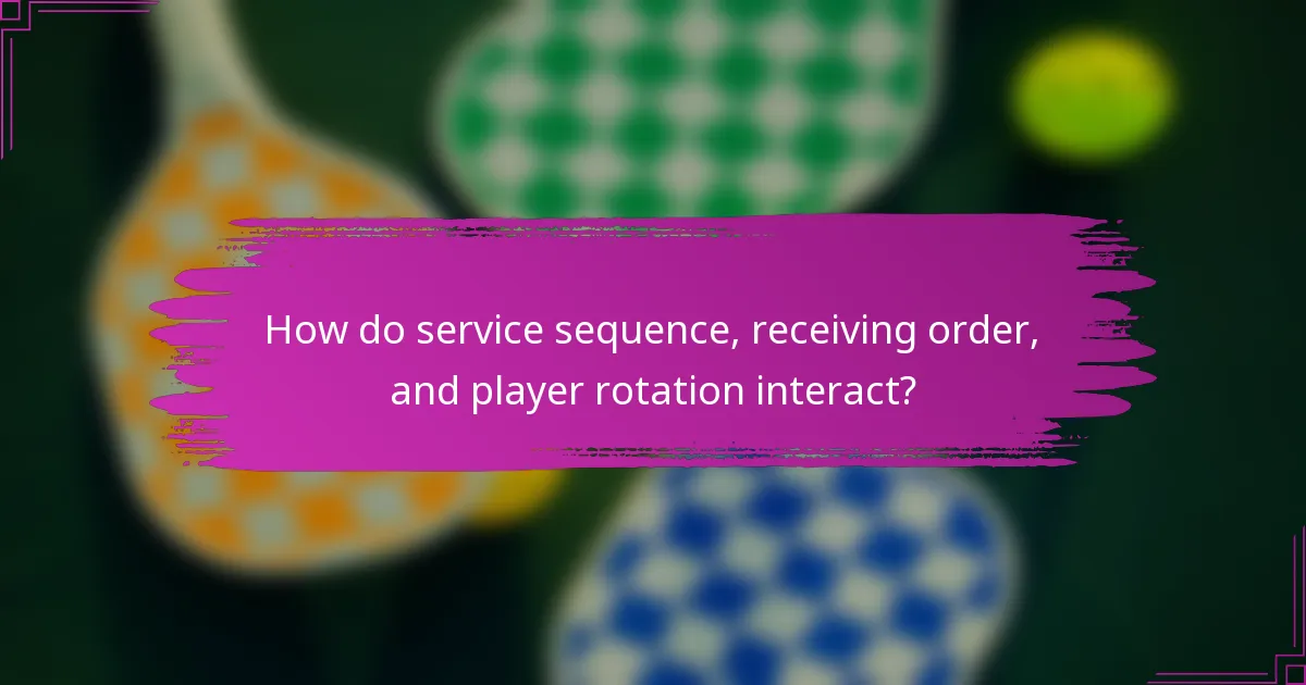How do service sequence, receiving order, and player rotation interact?