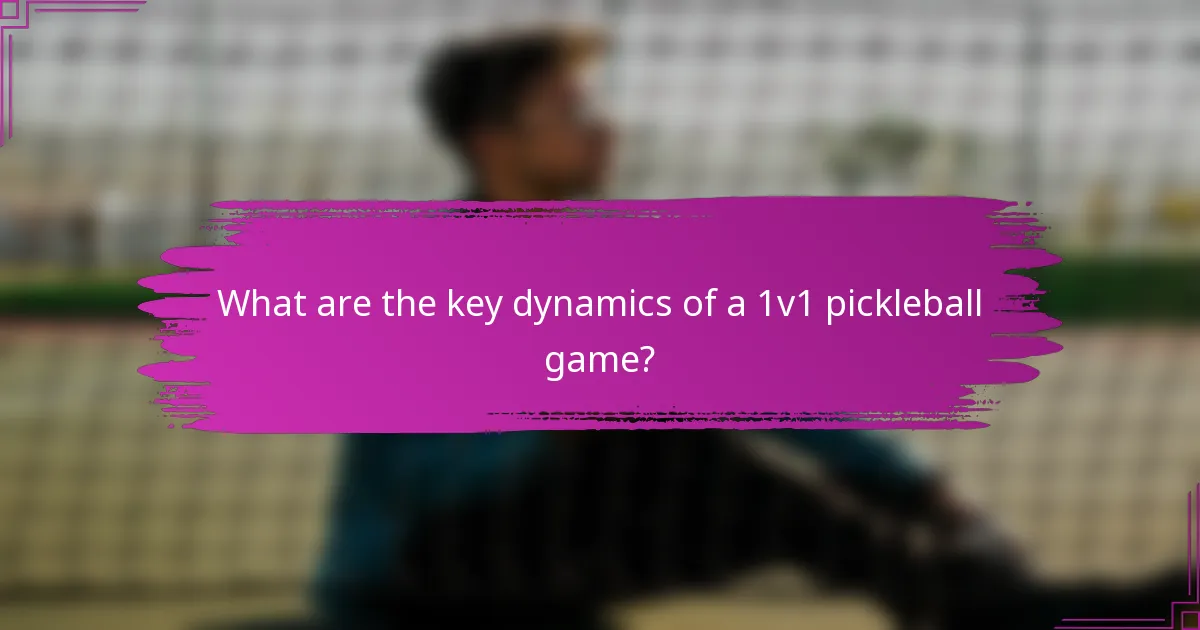What are the key dynamics of a 1v1 pickleball game?