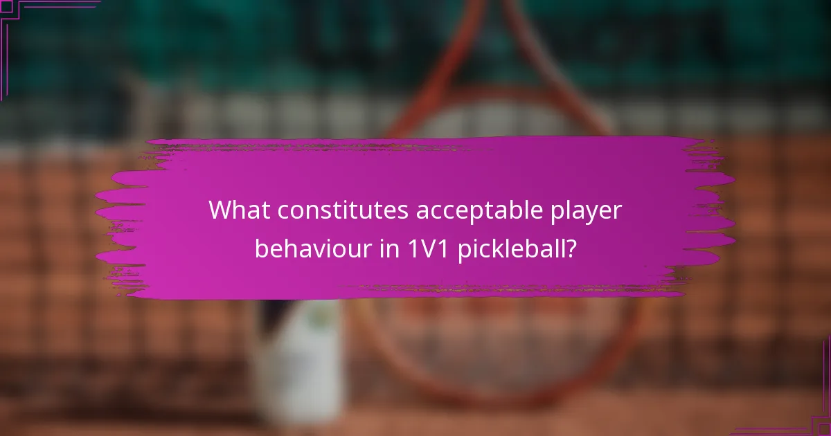 What constitutes acceptable player behaviour in 1V1 pickleball?