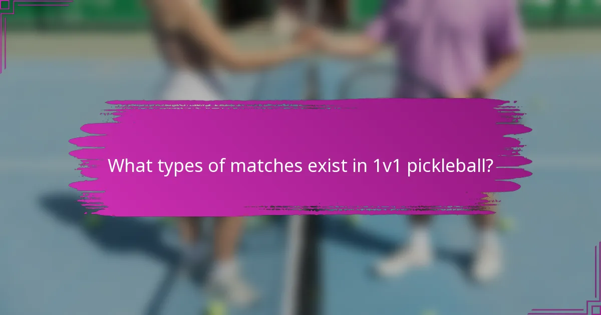 What types of matches exist in 1v1 pickleball?